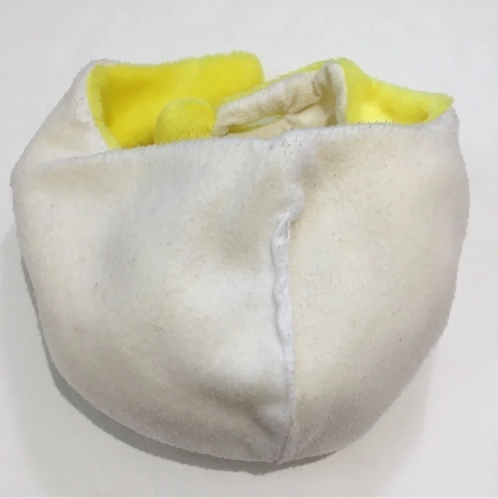 Toddler boy yellow bear fleece lined winter hat